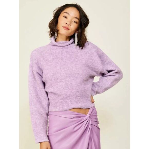 Line & Dot Lila Sweater Mock Neck Long Sleeve Ribbed Wool Blend Women's Small - Picture 1 of 12